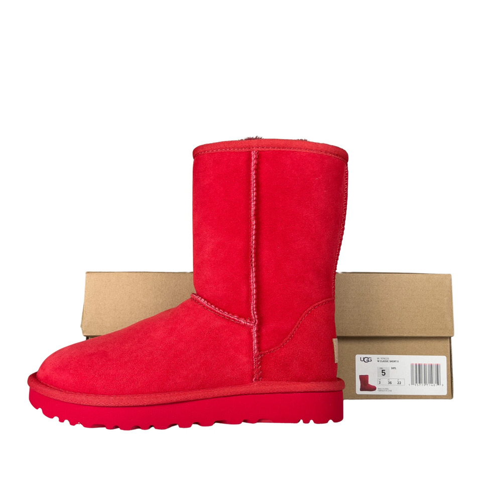 UGG Classic Short II Samba Red Boots Women's Size 5 New with Box